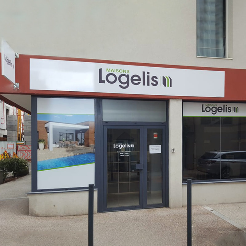Enseigne et vitrine pour Maisons Logelis en Isère- 38